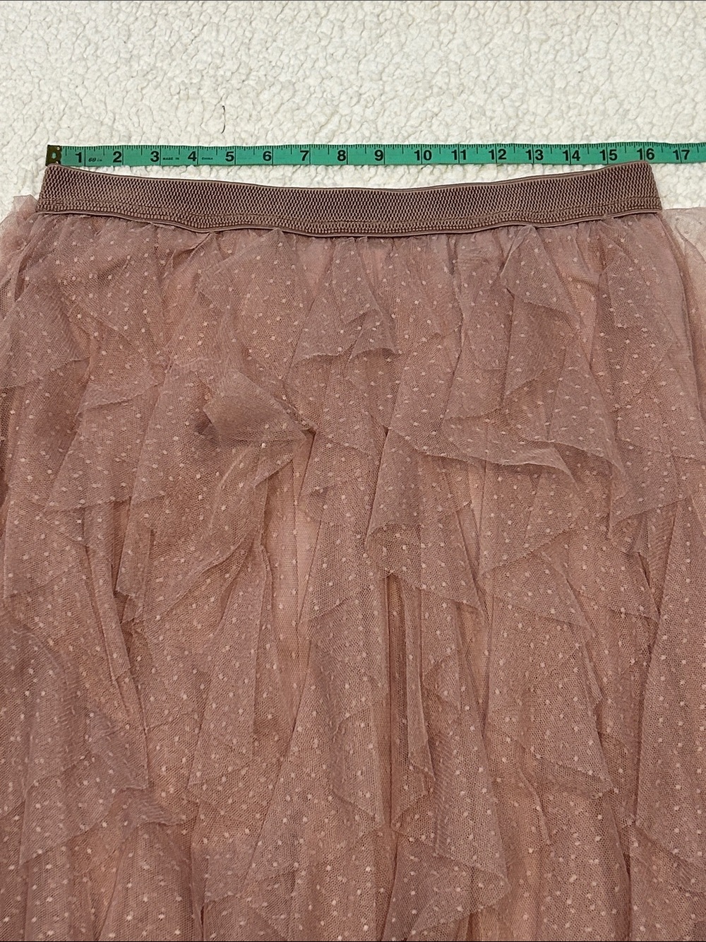Anthropologie Chéri Ruffled Tulle Midi Skirt size Large Petite Pink Swiss Dot - Picture 12 of 13